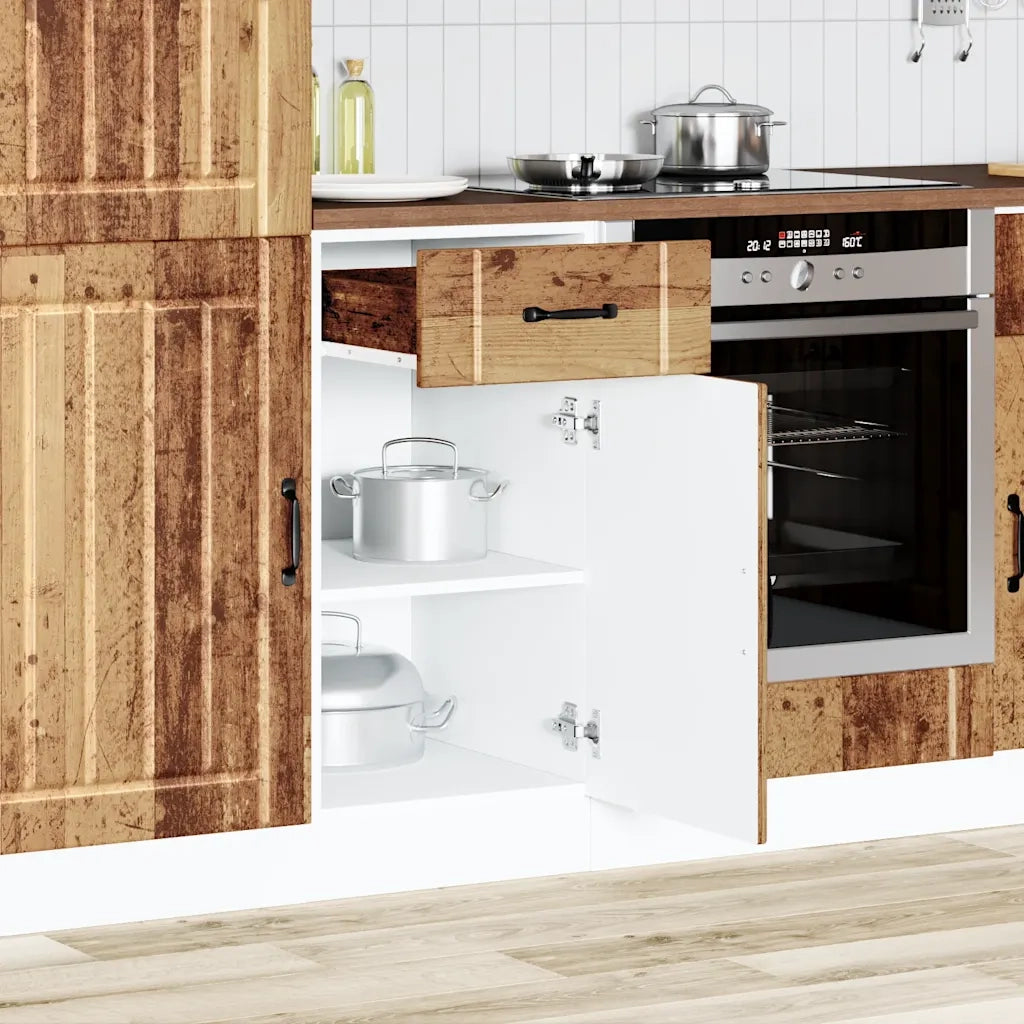 Armoire de cuisine Lucca vieux bois bois ingénierie