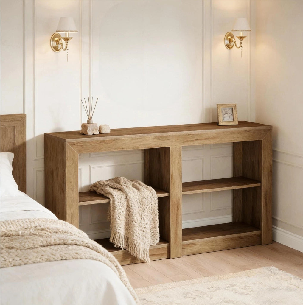 Tavolo consolle 3 ripiani aperti in MDF marrone 150 x 35 x 85 cm