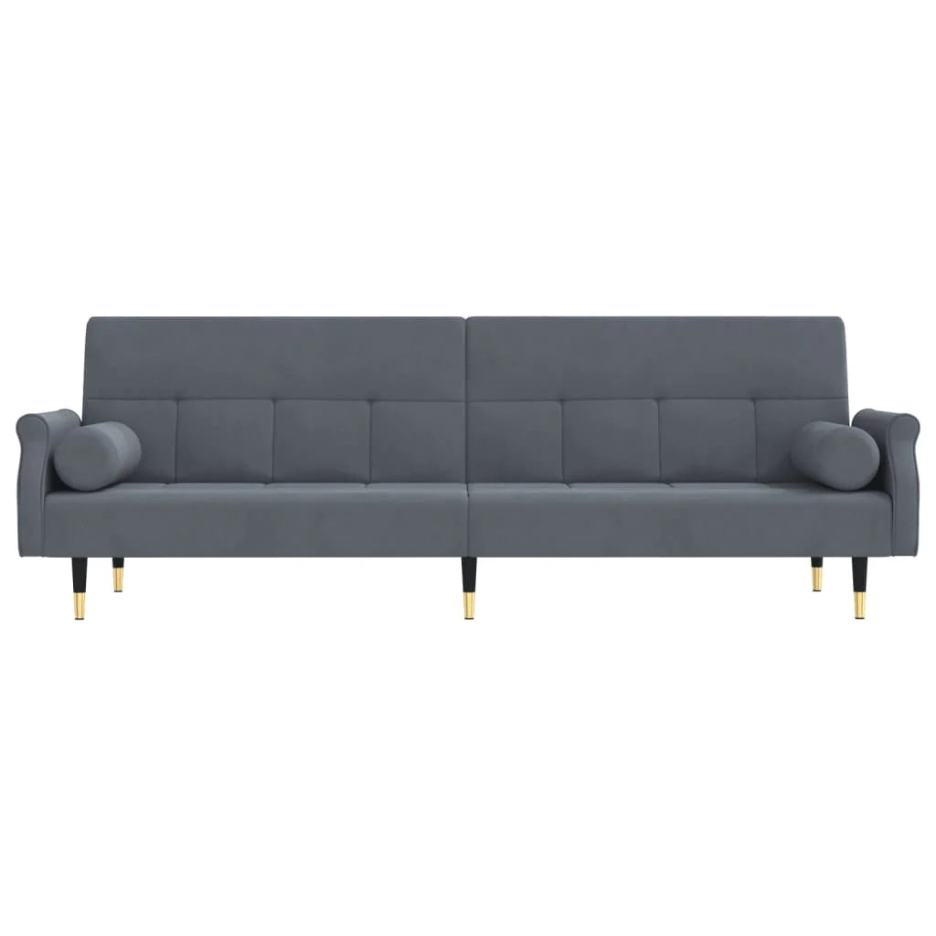 Divano letto con cuscini 216 x 89 x 70 cm velluto grigio scuro 02_0020405