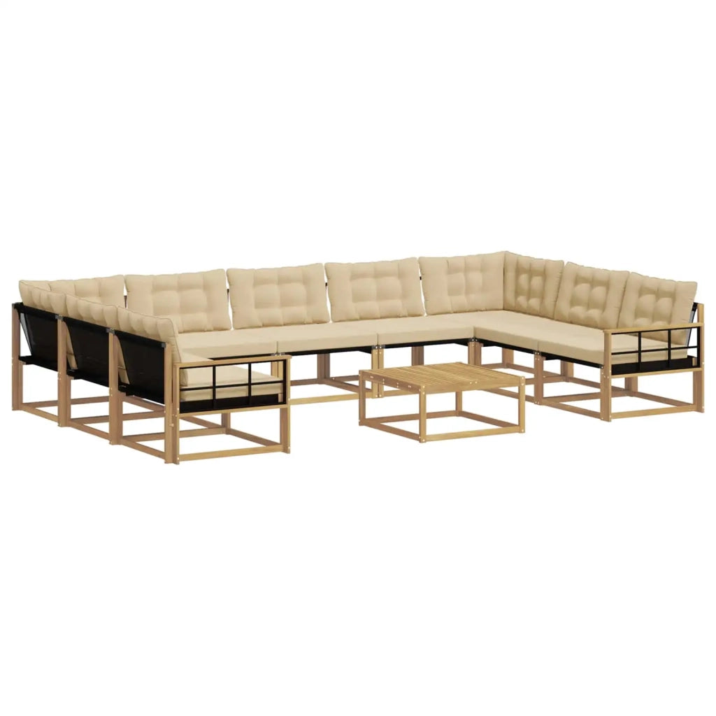 Set di divani da esterno 10 pz Bianco e Beige 3389099