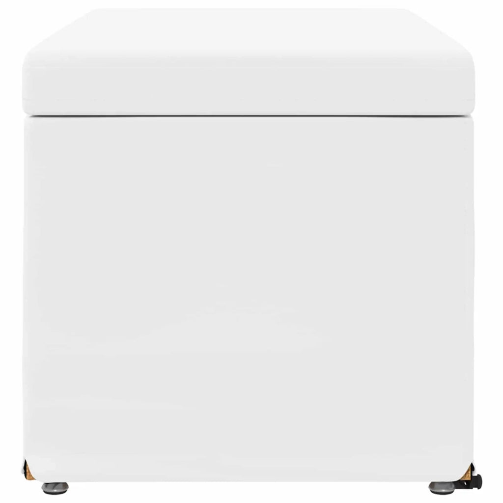Pouf Bianco Pelle Sintetica e Legno Ingegnerizzato