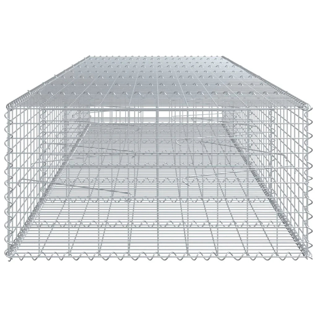 Gabbione recinto a gabbia muro di contenimento con coperchio 400 x 100 x 50 cm ferro zincato argento 02_0040162