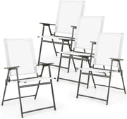 Set di 2/4 Sedie Pieghevoli da Giardino in Textilene, Sedie da Esterno con Schienale Alto, Poltrona Portatile per Giardino Campeggio Patio, Portata 150 kg (4, Bianco, 62 x 58 x 96 cm)