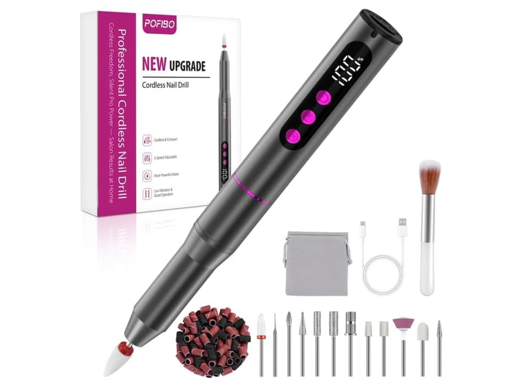 Fresa per Unghie Professionale 12 in 1 con Display LCD Trapano Elettrico 35000 RPM a 5 Velocità per Ricostruzione Gel e Acrilico Manicure e Pedicure - POFIBO