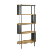 Libreria in metallo curvato e legno a 5 livelli, verde