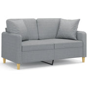 Divano | Divano da soggiorno | Sofa a 2 Posti con Cuscini Grigio Chiaro 120 cm in Tessuto
