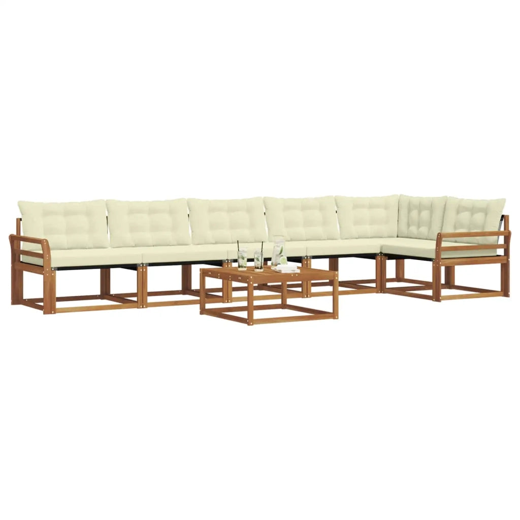 Set di divani da esterno con cuscino 7 pcs Naturale e Crema