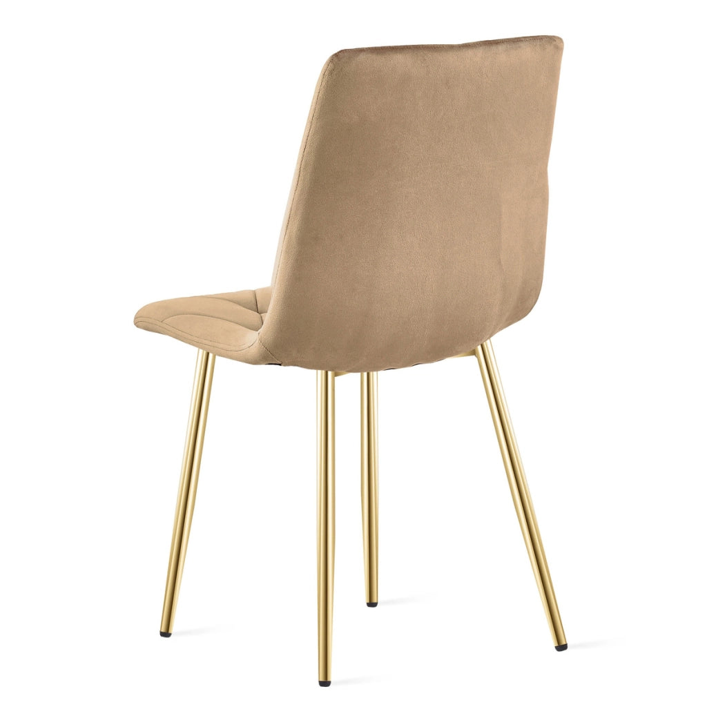 Sedia Libra in Velluto Marrone e Gambe Oro
