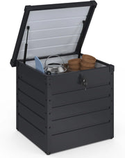Baule Contenitore Metallico con Serratura Grigio Antracite per Giardino 200L