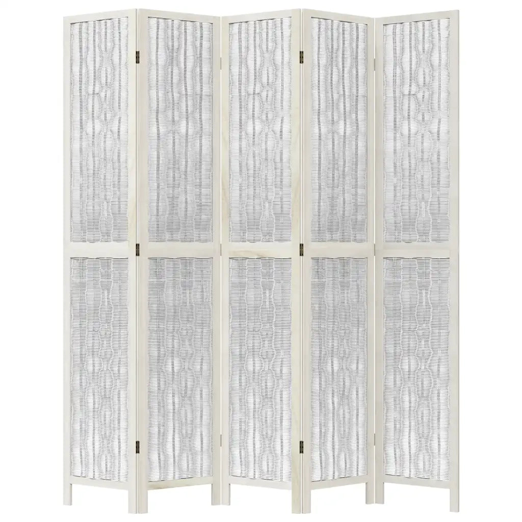 Divisorio Ambienti 5Pannelli Bianco Legno Massello di Paulownia