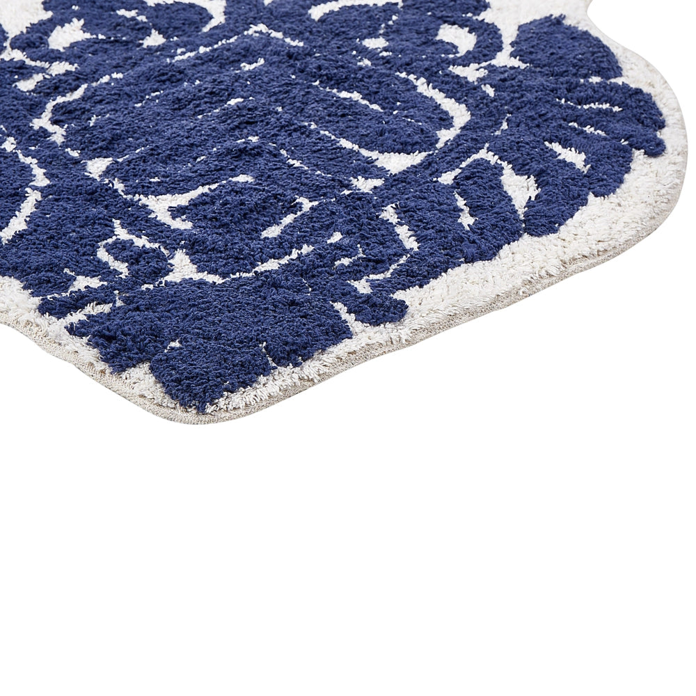 Tappeto da bagno in cotone blu 150 x 60 cm Forma irregolare Motivo decorativo Tappeto da bagno Accessori da bagno Design moderno
