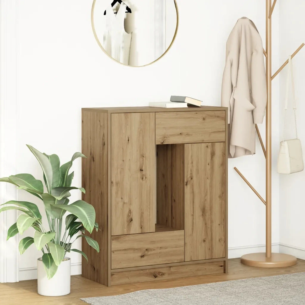Credenza | Madia | Buffet da pranzo | Armadio da pranzo con Cassetti e Ante Rovere Artigianale 73x31x90 cm