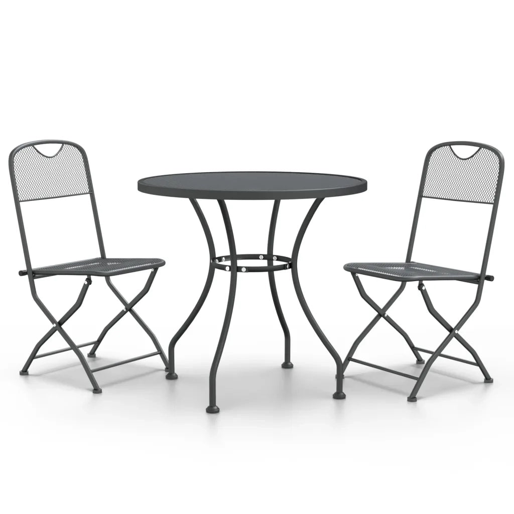 Set da Pranzo per Giardino 3pz Rete Metallica Espansa Antracite cod mxl 42233