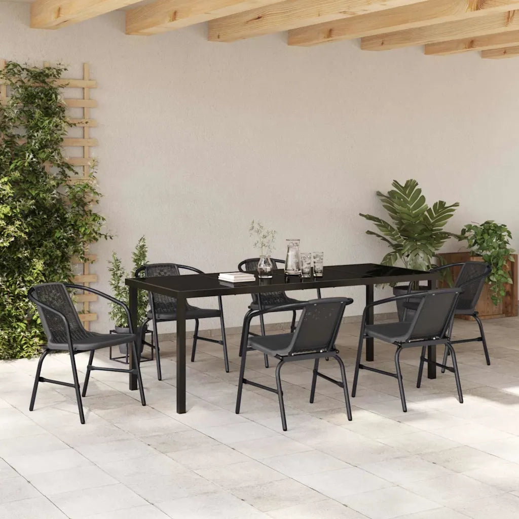 Set da Pranzo per Giardino 7 pcs Nero 3379385