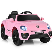 Maggiolino per bambini elettrico con telecomando luci sedile accogliente, Giocattolo realistico cavalcabile Rosa-Macchinine giocattoli