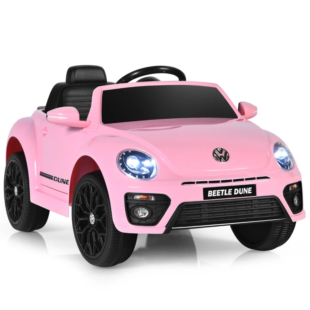 Maggiolino per bambini elettrico con telecomando luci sedile accogliente, Giocattolo realistico cavalcabile Rosa-Macchinine giocattoli