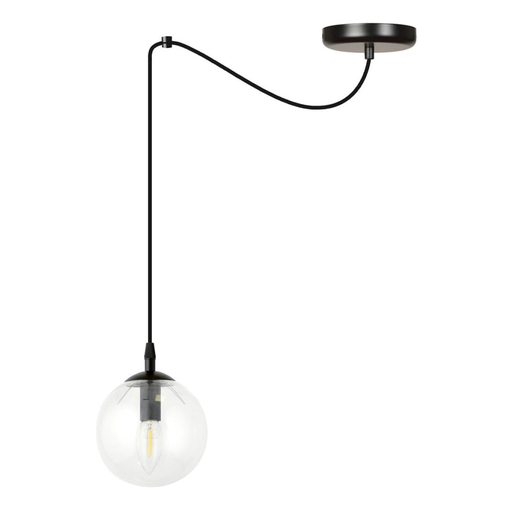 Lampada a sospensione GIGI in acciaio nero e vetro