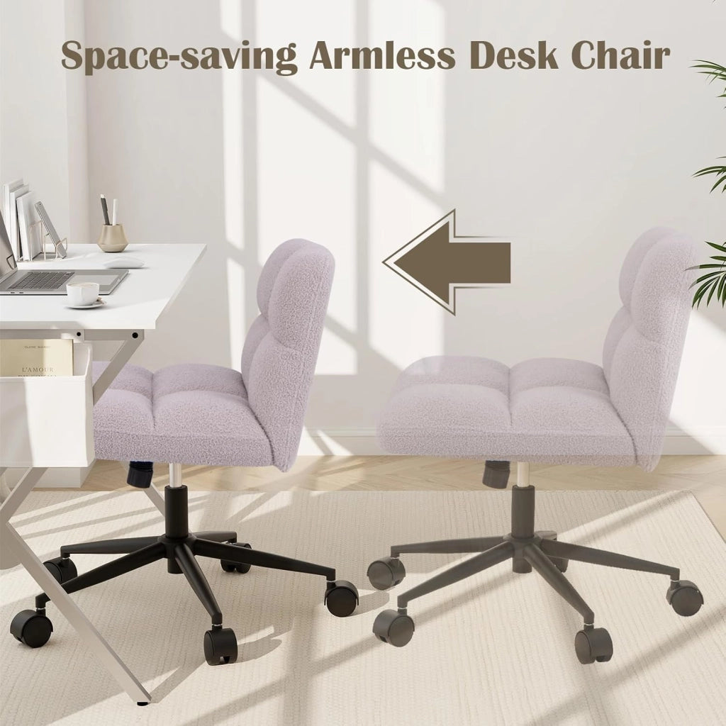 Sedia da ufficio con altezza regolabile, con 5 ruote, 73 x 69 x 79-87 cm, sedia girevole con gambe incrociate e seduta imbottita, sedia senza braccioli, per soggiorno, studio (grigio)