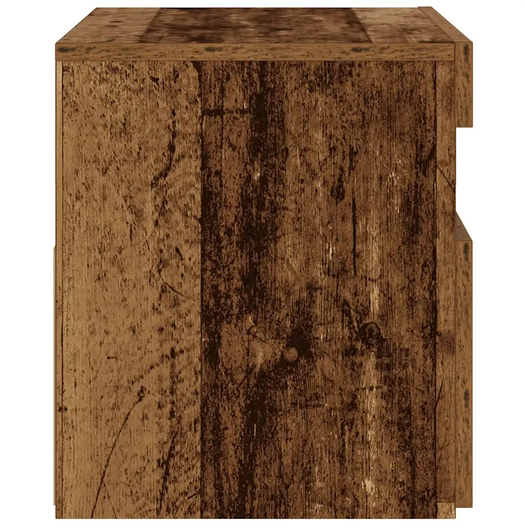 Comodino | Armadio da Notte | Mobiletto da notte con LED Legno Antico 60x35x40 cm in Legno Multistrato