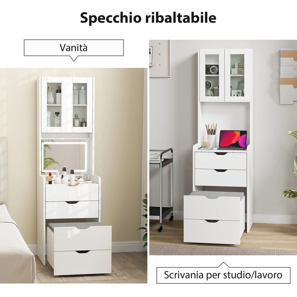 Toeletta Trucco con Specchio Illuminato ¨C zephmum ¨C Bianco