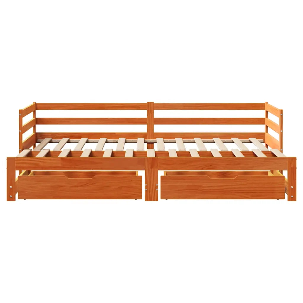 Dormeuse Letto Estraibile e Cassetti Marrone Cera 90x190cm Pino