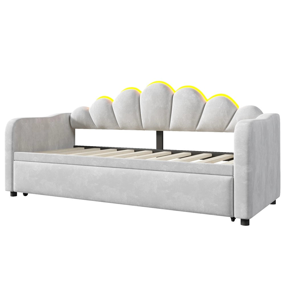 Letto Imbottito Estraibile con LED ¨C Xylo ¨C Grigio 90x200