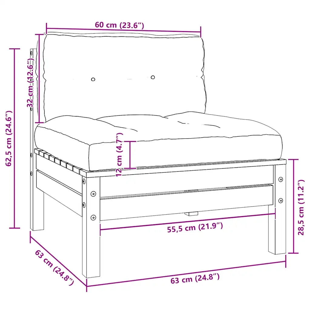 Set Divani da Giardino 3 pz Grigio Cuscini Massello di Pino 806684