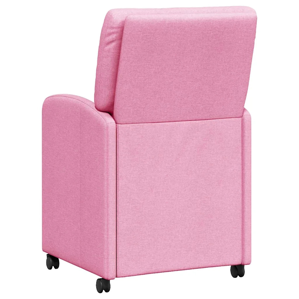 Sedie da Pranzo con Ruote 2 pcs Rosa 57 x 67 x 95 cm Tessuto