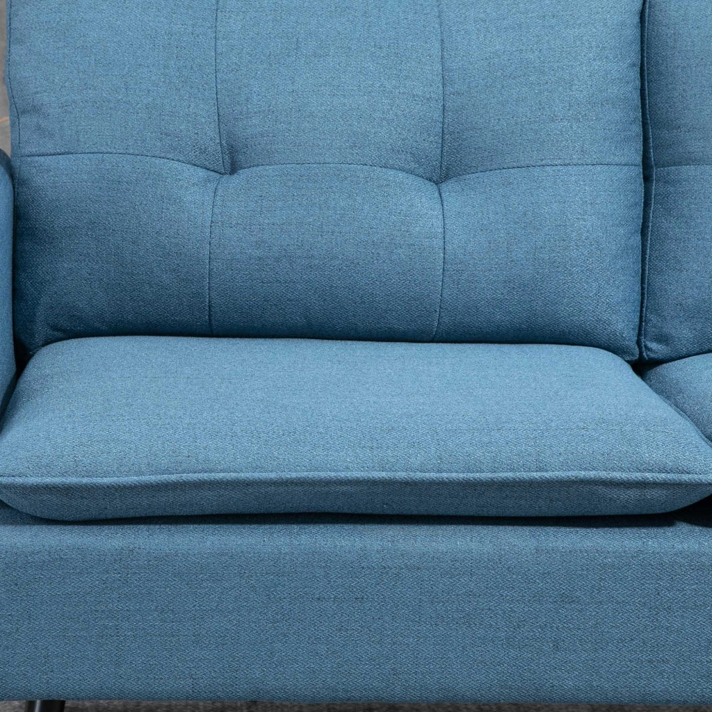 EasyComfort Divano 2 Posti in Tessuto con Cuscini Imbottiti e Gambe in Acciaio 139x68x80cm, Blu Scuro