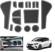 Compatibile con Opel Corsa F 2020-2024 2025 (Manuale) Tappetini Antislip, Corsa F 2024 Tappetini Antislip in Gomma, Pannelli Deurnaadmatten per Console Centrale [Non per Automa e Veicoli Elettrici] (Bianco)
