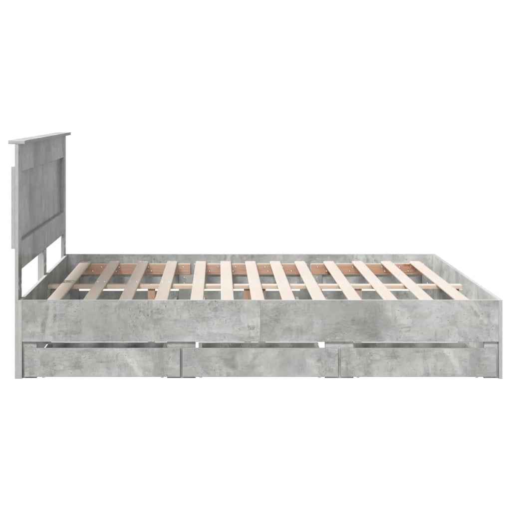 Struttura del letto con cassetto Grigio cemento 200 x 200 cm