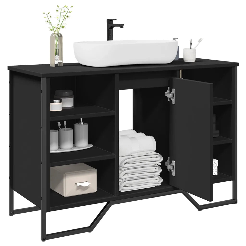 Mobile Lavabo | Armadio Lavabo Bagno Nero 91x35x60 cm in Truciolato