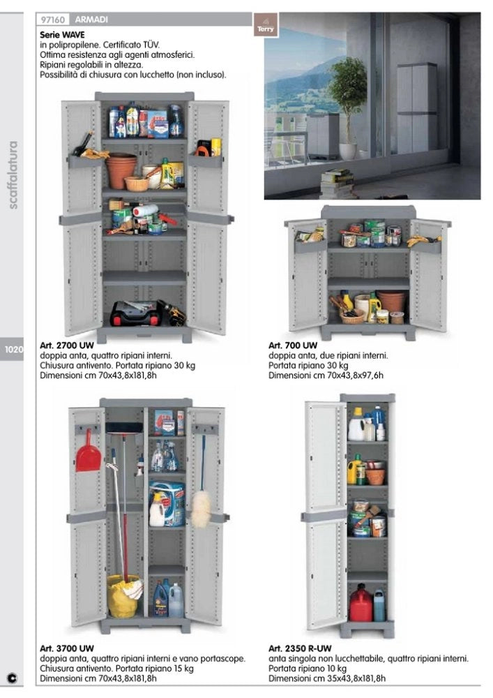 1pz armadio terry wave 2ante cm 70x44x98h 2 ripiani 700uw cod:ferx.9318