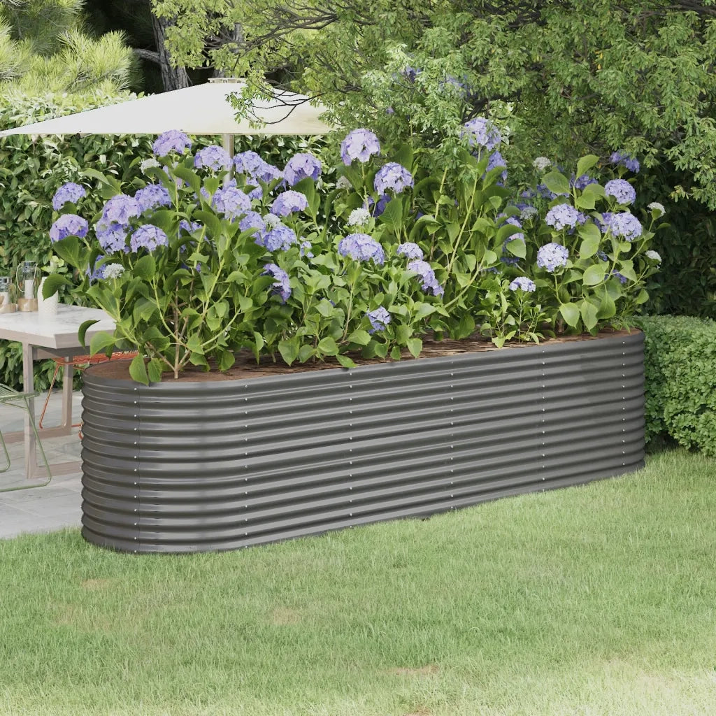 Fioriere | Cassetta per fiori | Letto Giardino Acciaio Zincato 296x80x68 cm Grigio