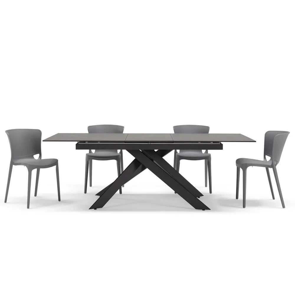 Tavolo allungabile da pranzo Pietra Grigia 170x90 fino a 220 CM modello ANTARES per sala da pranzo, cucina e soggiorno, design moderno con top in grès ceramico