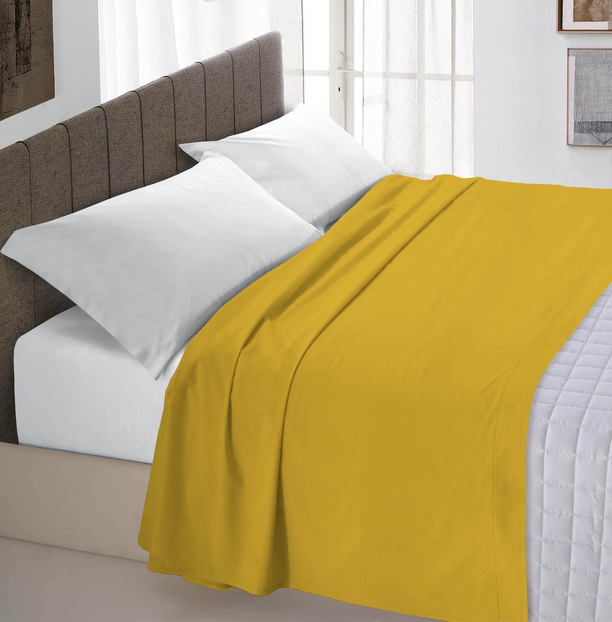Lenzuolo Sopra in Tinta Unita Senape 1 Piazza e Mezzo