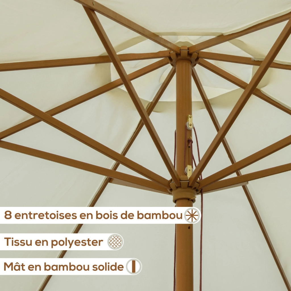 Ombrellone da giardino rotondo grande ¨C zephmum ¨C beige bamb¨´ ? 300 cm