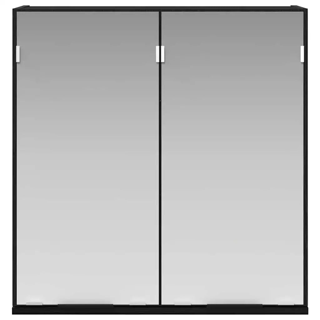 Mobiletto per specchio con porta-Armadietto a Specchio da Bagno Rovere Nero 64 x 20 x 67 cm