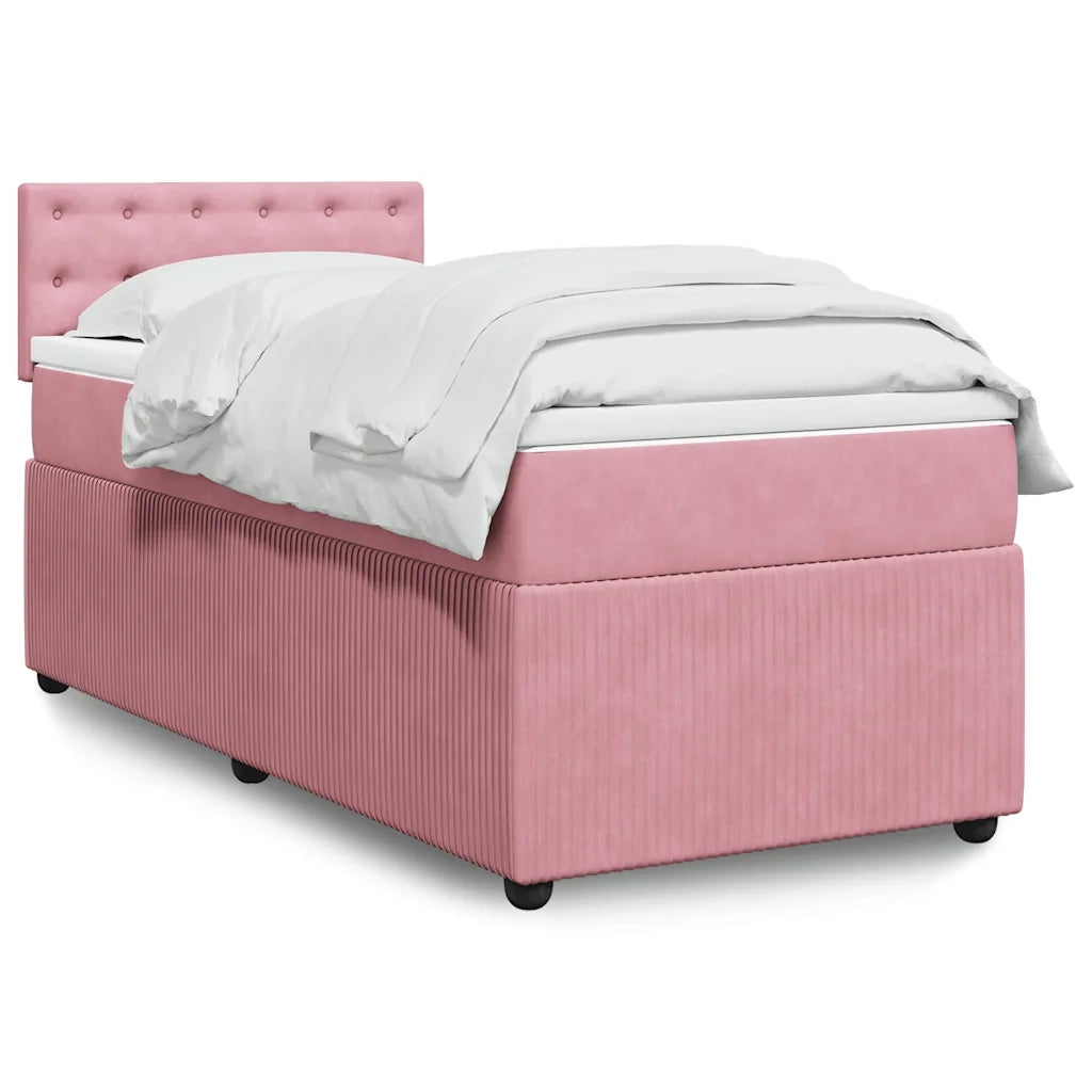 Giroletto a Molle con Materasso Rosa 90x190 cm in Velluto 3289919