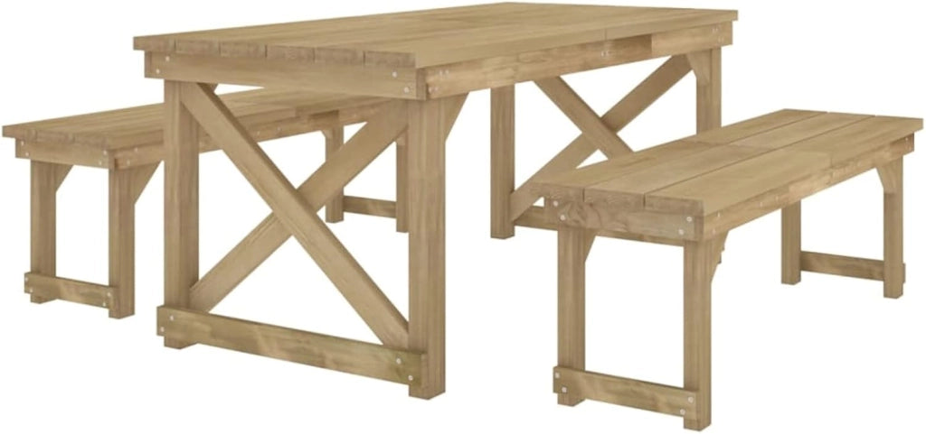 Set da pranzo da giardino 3 pezzi, set da tavolo e sedie da giardino, tavolo e sedie terrazza, mobili da giardino esterni, set di mobili da giardino, legno massello di pino impregnato