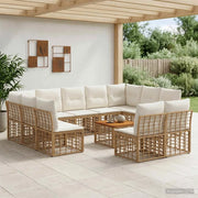 Set di divani da esterno 12 pcs Naturale e Bianco Crema 3437576