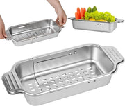 Strainer per l'acqua di scarico e cucina in acciaio inossidabile estraibile - ideale per scolare e lavare verdure