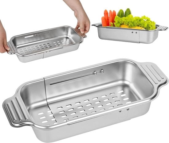 Strainer per l'acqua di scarico e cucina in acciaio inossidabile estraibile - ideale per scolare e lavare verdure