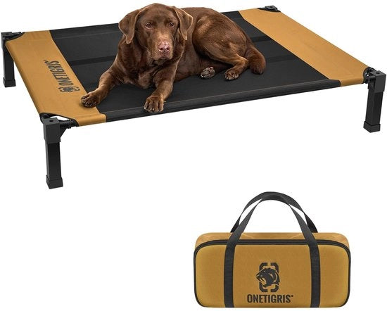 Honden letto elevato 130x91 cm Altezza 23 cm, Montaggio semplice, respira bene, duraturo, facile da pulire, letto per animali adatto per interni, giardini, esterni - Cuoio marrone