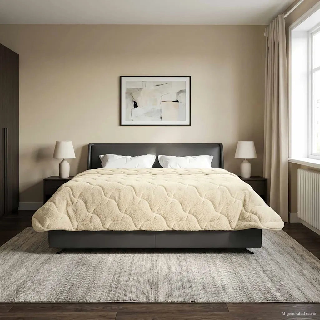 Duvet Estivo Crema 240 x 260 cm Microfibra e Fleece Teddy 42026228