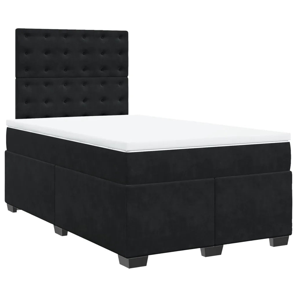 Giroletto a Molle con Materasso Nero 120x200 cm in Velluto