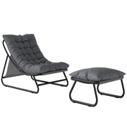 Poltrona da giardino con poggiapiedi ¨C zephmum ¨C tessuto scuro 13 cm spessore