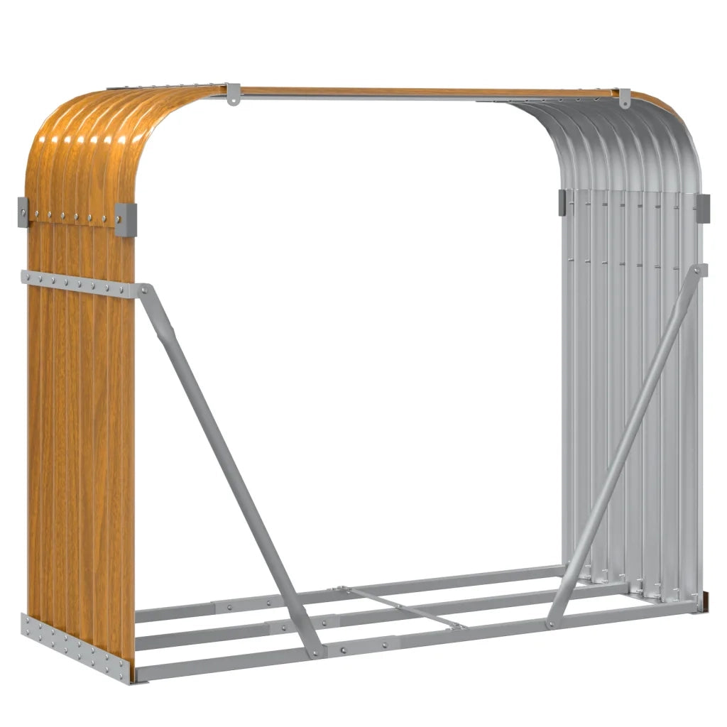 Portaceppi Effetto Legno 120x45x100 cm in Acciaio Zincato 364583