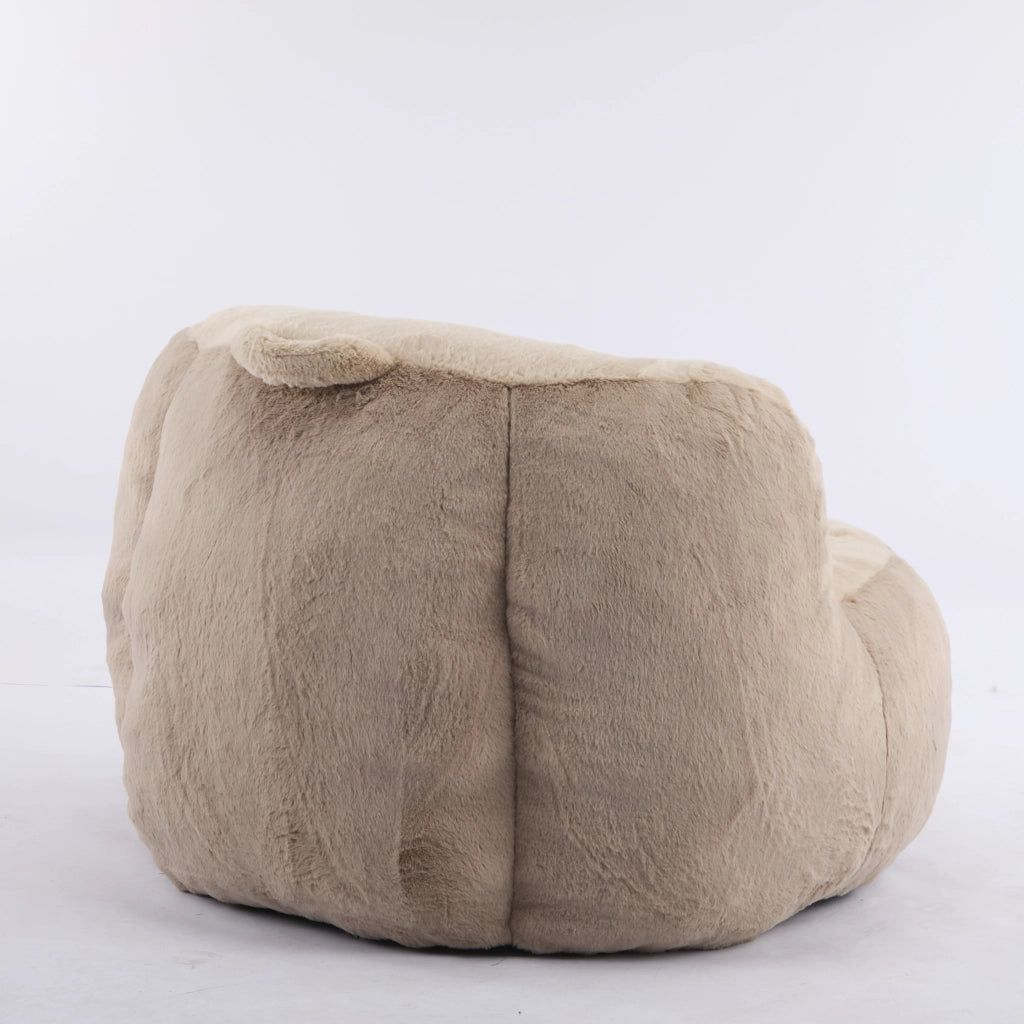 Pouf in pelliccia sintetica con imbottitura in schiuma sminuzzata e maniglia per soggiorno multicolore