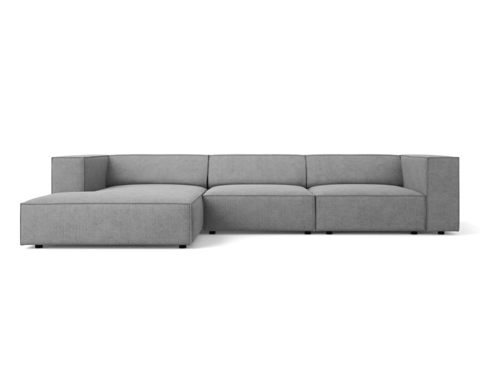 Cosmopolitan Design - Divano angolare sinistro "Arendal" 4 posti in ciniglia con effetto a coste grigio scuro 